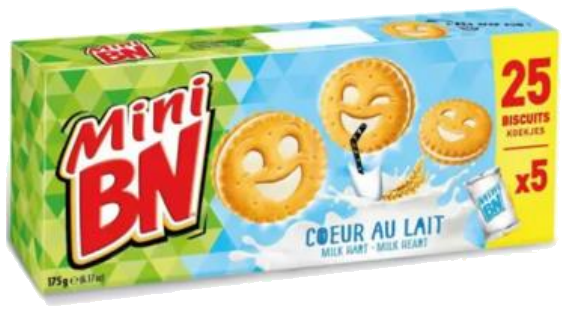 Mini bolachas BN recheio de Leite x5 175g
