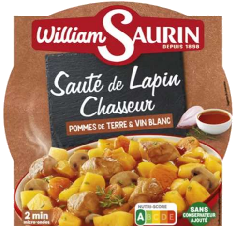 Coelho à caçador salteado com batatas e vinho branco 300g