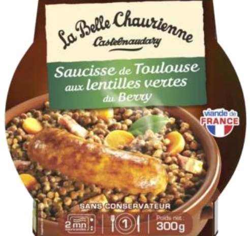 Salsichas de Toulouse com lentilhas verdes de Berry 300g